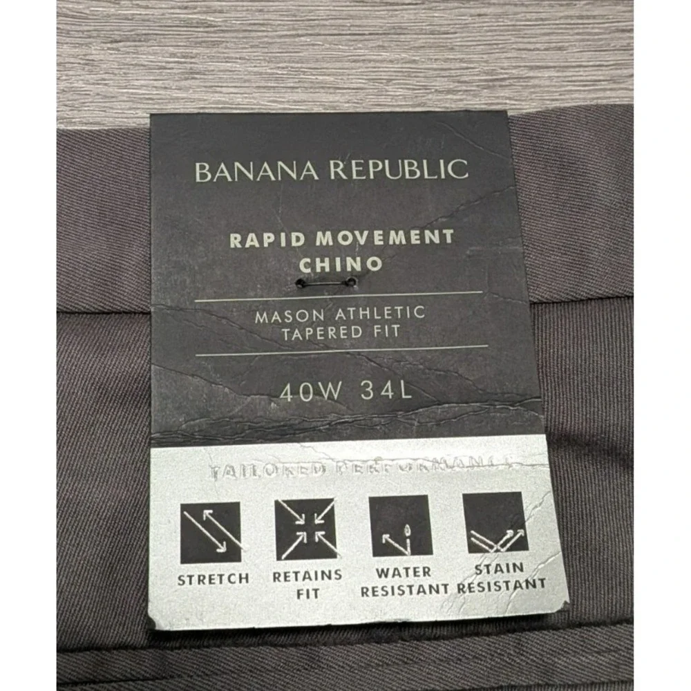 NWT Banana Republic Men's Gray Mason Athletic Tapered Fit Chino Pants Size 40x34